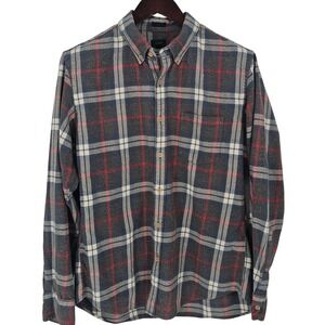 J Crew Men's Slim Fit Plaid Flannel Button Down Shirt Long Sleeve Size L